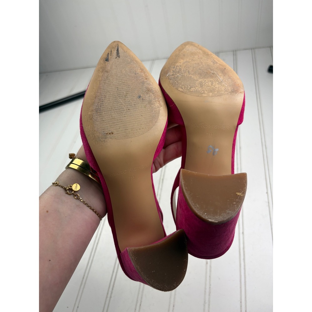 Marc Fisher Pink Suede Slingback Block Heels Dress Pumps Women's Size 7 - Picture 7 of 9